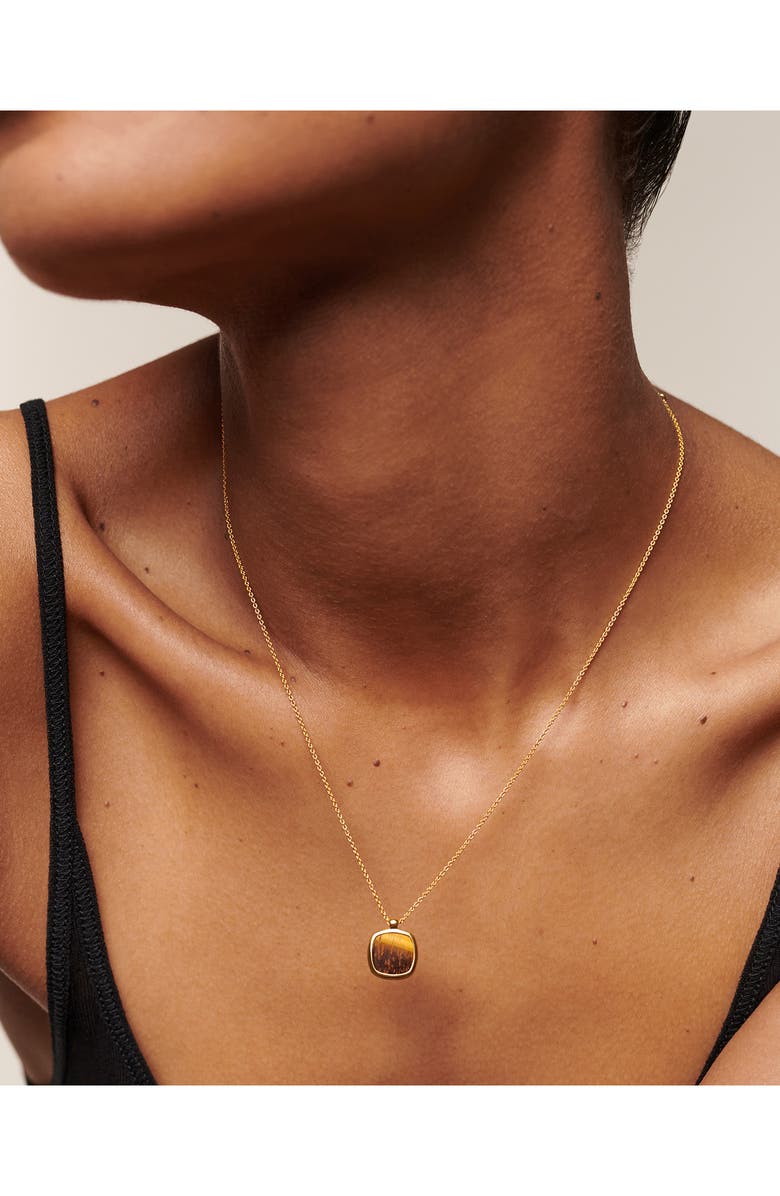 Monica Vinader Delphi Tiger's-Eye Pendant Necklace, Alternate, color, 