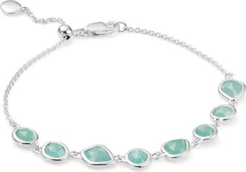 【MONICA VINADER】Mini Nugget グリーンオニキスブレスレット Mini Nugget Gemstone Beaded Bracelet in 18k Gold Vermeil on