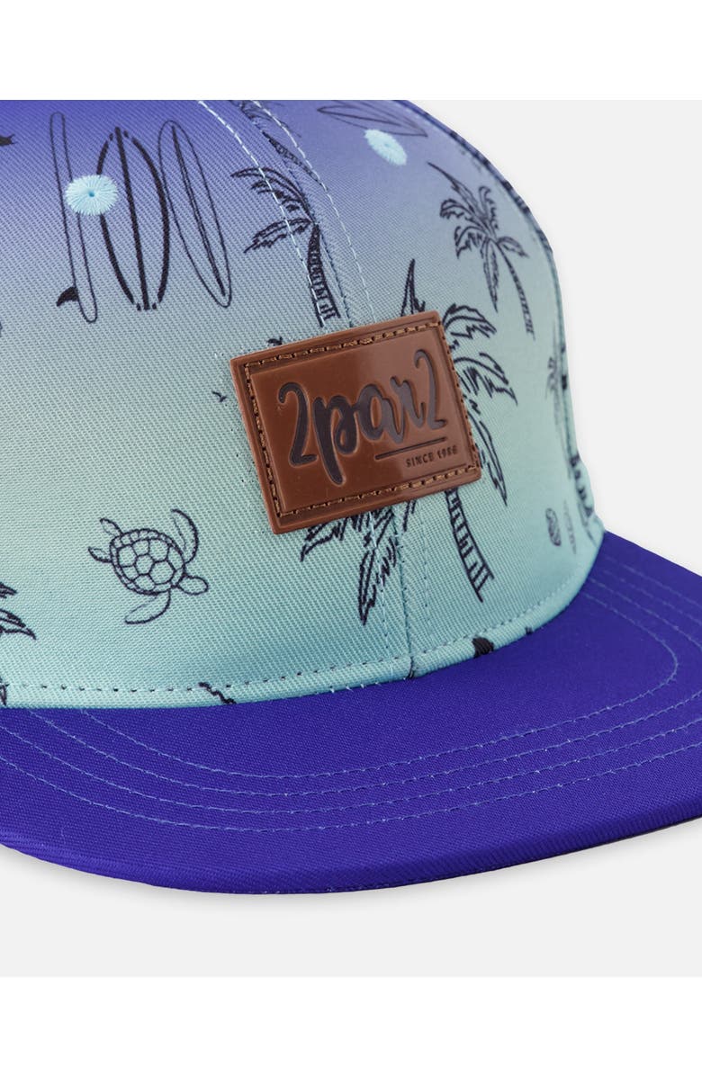 Deux par Deux Boy Flat Brim Beach Cap, Alternate, color, Blue Beach Print