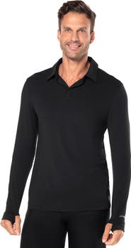 Coolibar Men's Arobello Golf Long Sleeve Polo, UPF 50+ Sun Protection