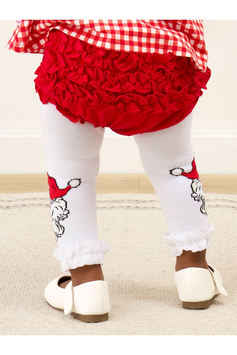 Girls Patterned Footless Ruffle Tights, Alternate, color, Santa Joy
