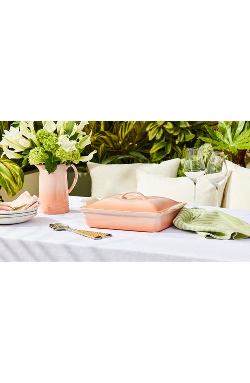 Le Creuset 4-quart Heritage Stoneware Covered Rectangular Casserole In Peche