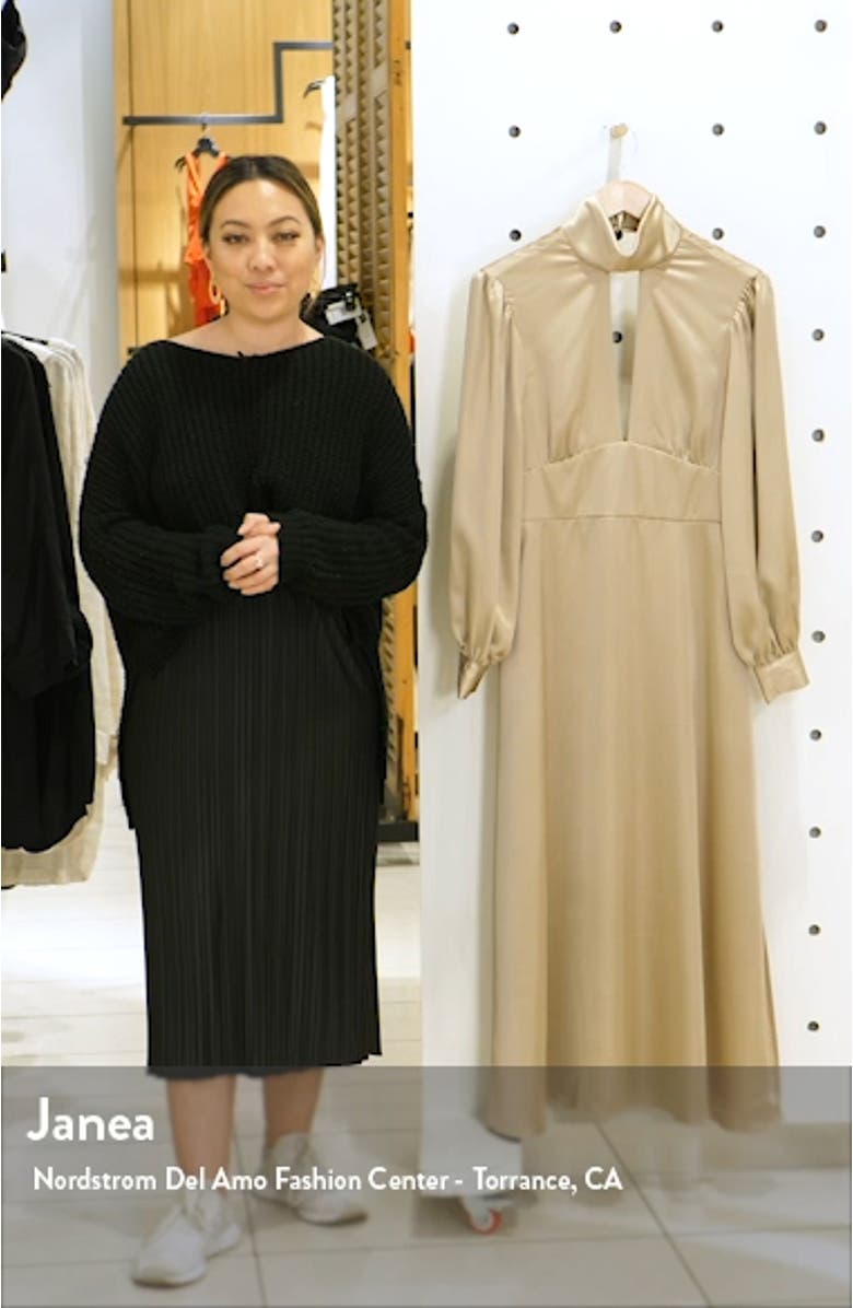 Long Sleeve Satin Midi Dress, sales video thumbnail