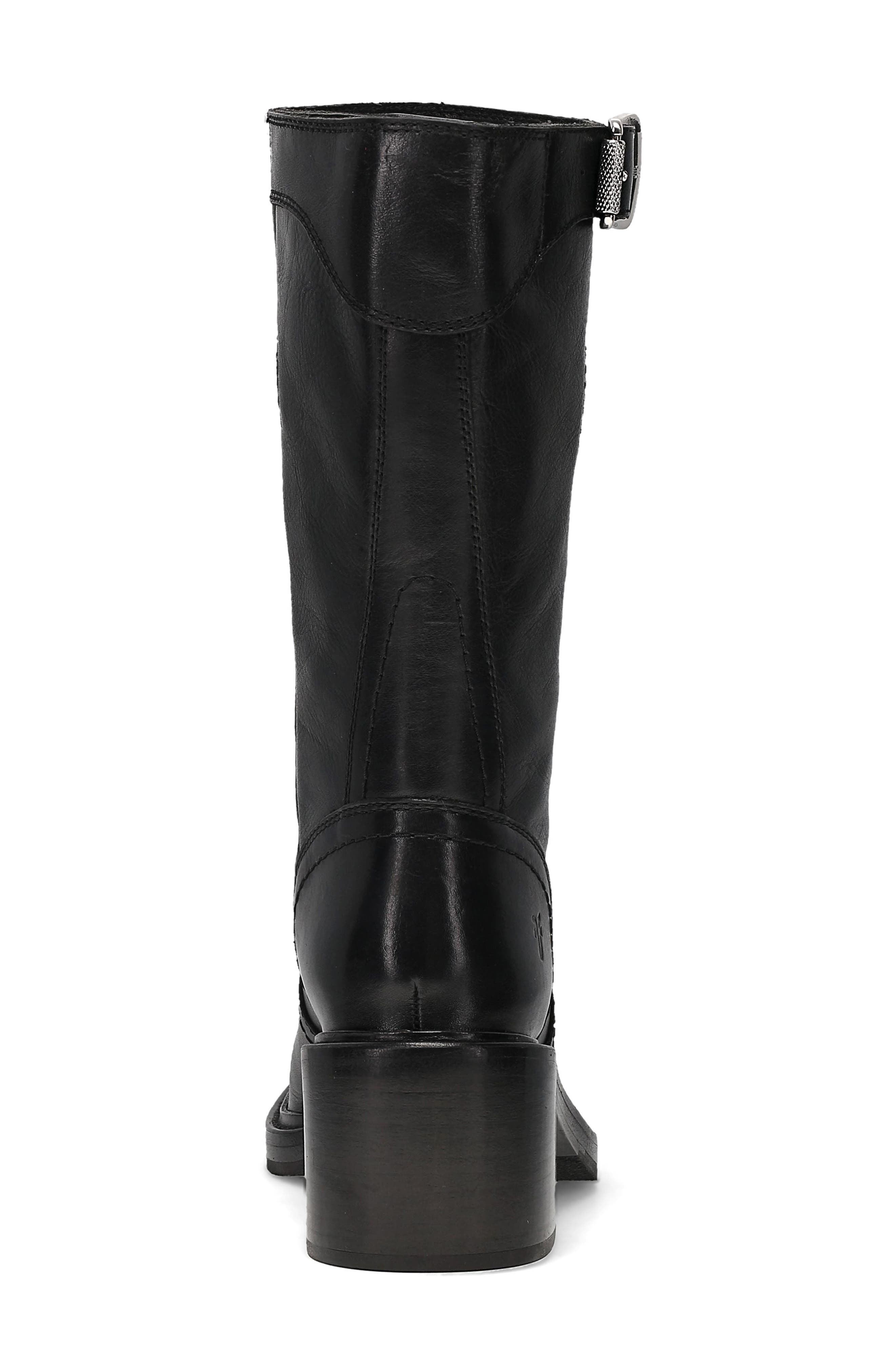 Kate Moto Mid Leather Boot, Alternate, color, BLACK