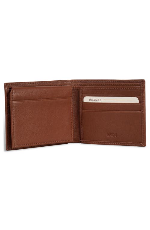 Shop Champs Onyx Id Flap Leather Bifold Wallet In Brown