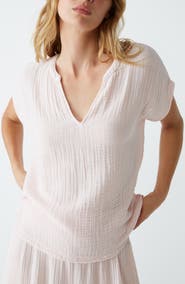 Michael Stars Naomi Split Neck Gauze Top