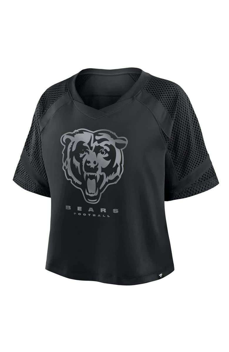 FANATICS Women's Fanatics Chicago Bears Oversized Raglan V-Neck Blackout Fashion Jersey, Alternate, color, Black
