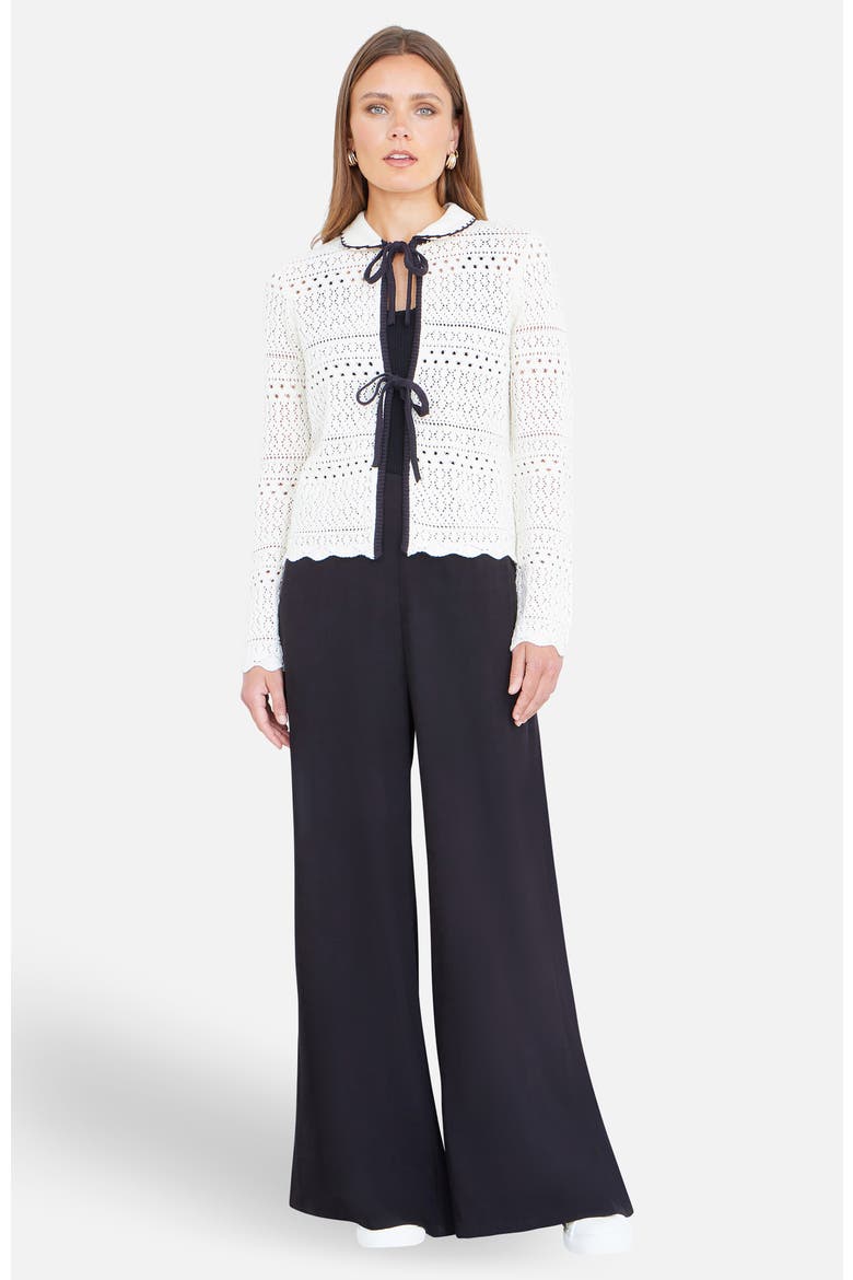 Peter Pan Collar Knitted Cardigan, Alternate, color, Ivory
