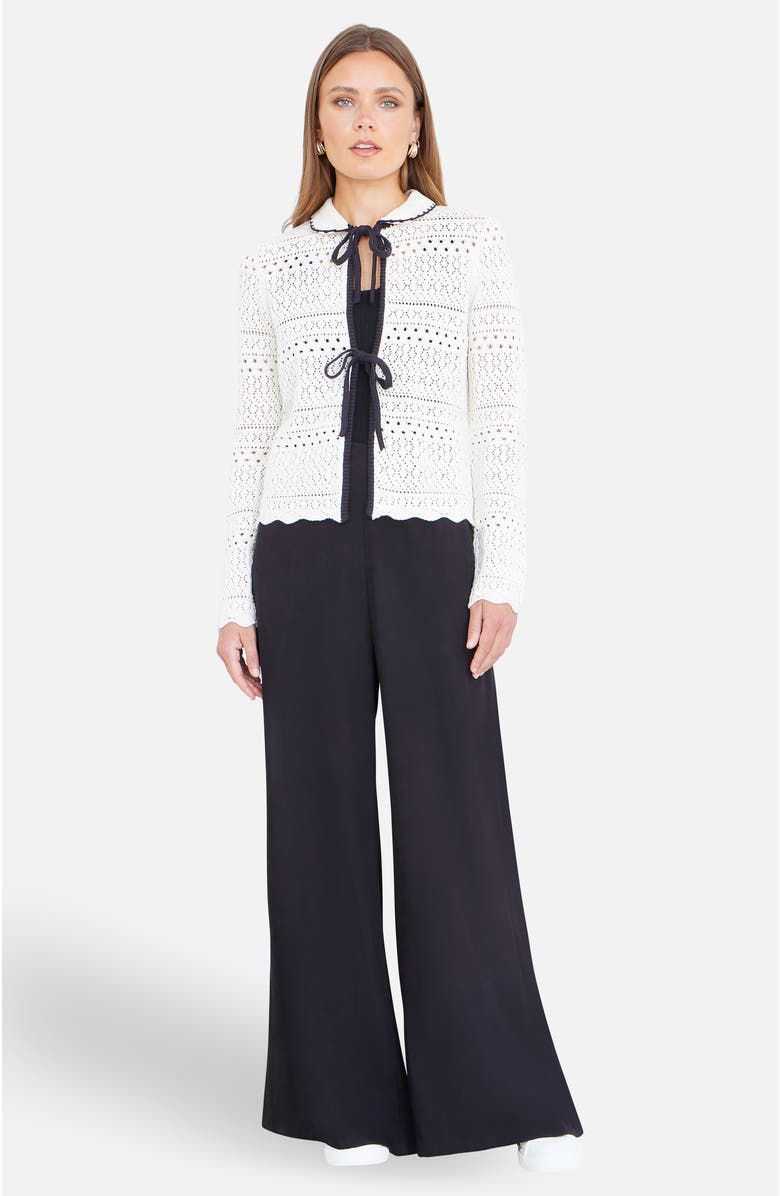 Yumi Peter Pan Collar Knitted Cardigan, Alternate, color, Ivory