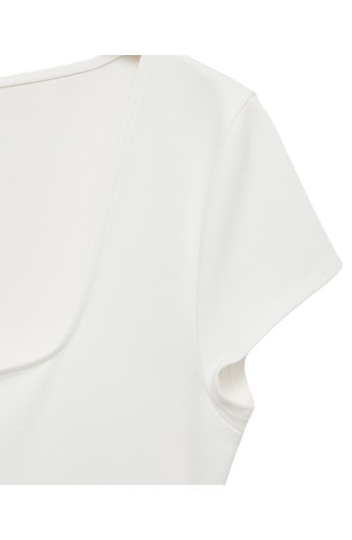 Mango Short Sleeve Peplum Top In White