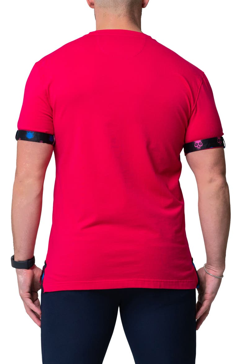 Vivaldi Solid Skull Fuchsia Pink V-Neck Cotton T-Shirt, Alternate, color, PINK