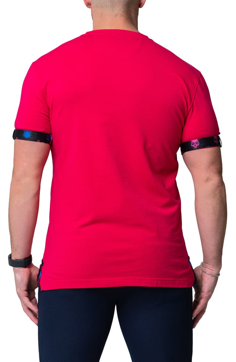 Maceoo Vivaldi Solid Skull Fuchsia Pink V-Neck Cotton T-Shirt, Alternate, color, Pink