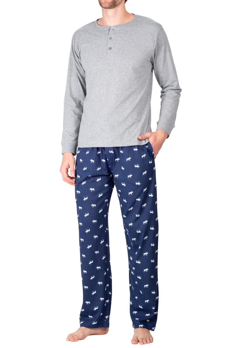 SLEEPHERO Knit Pajamas, Main, color, Grey With Moose