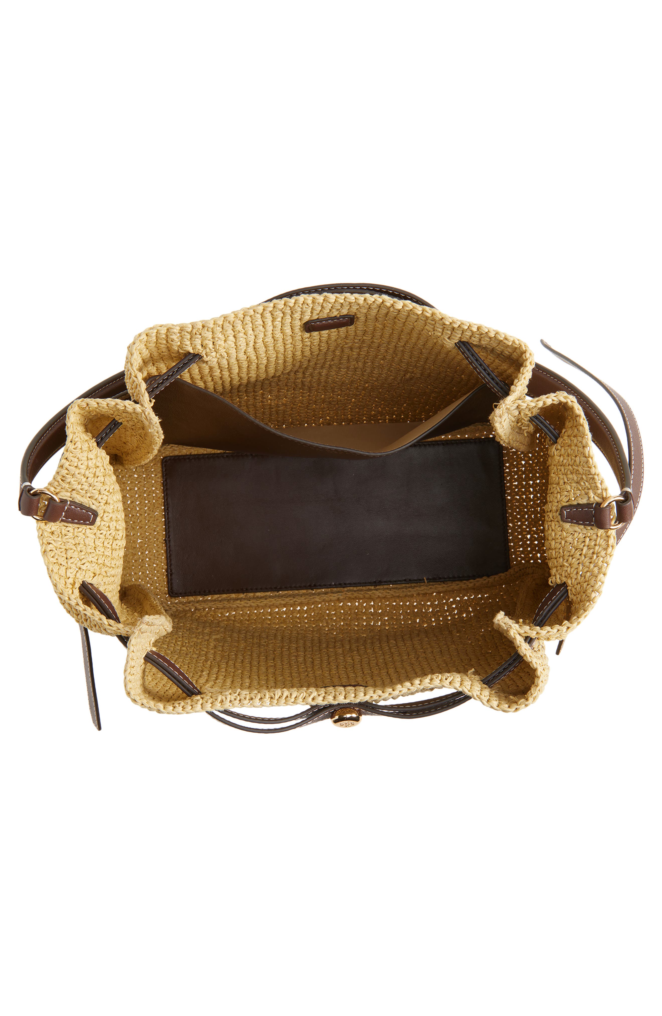 Tory Burch Large Romy Straw Bucket Bag, Alternate, color, 