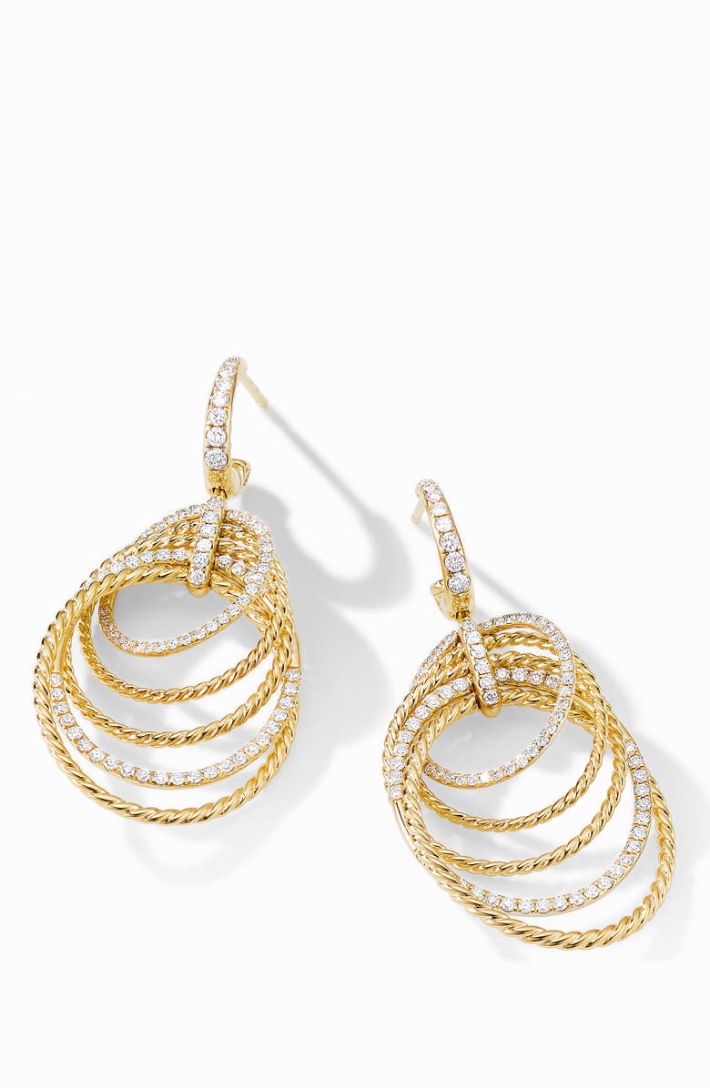 David Yurman DY Origami 18K Yellow Gold Drop Earrings with Diamonds, Alternate, color, 