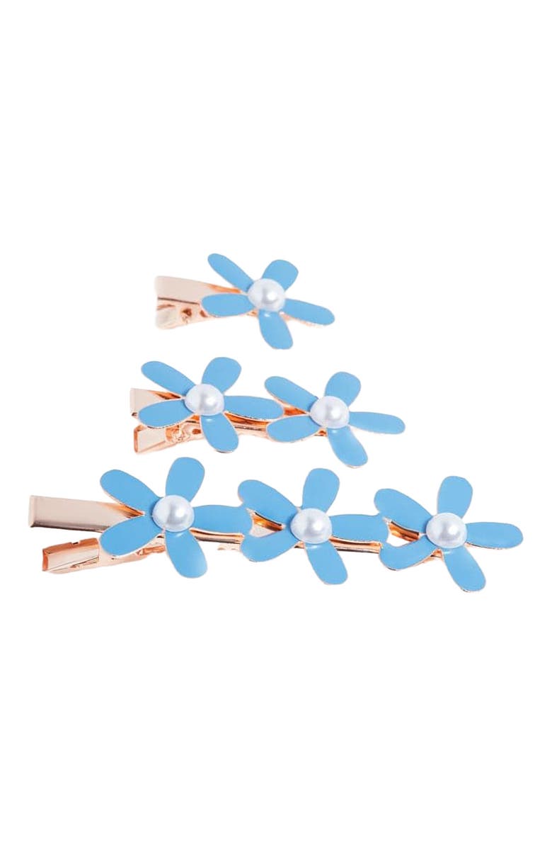 NUME Flower Hair Clip Set, Main, color, Blue