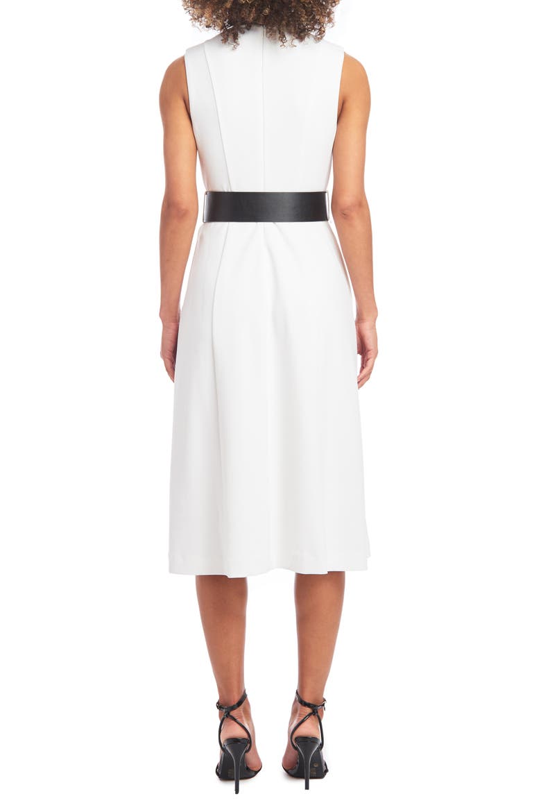 Belted Fit & Flare Midi Dress, Alternate, color, EGGSHELL