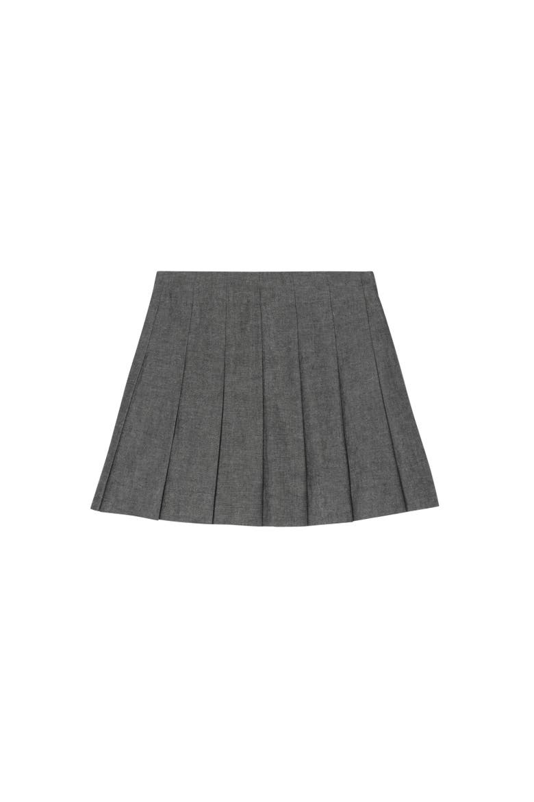 Check Trim Cotton Skirt, Alternate, color, Black melange