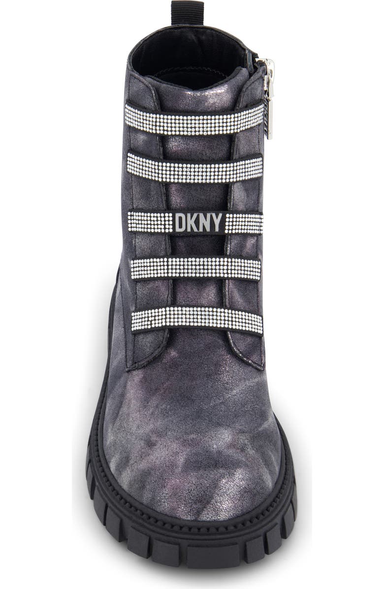 DKNY Kids' Carrie Shine Combat Boot, Alternate, color, Black