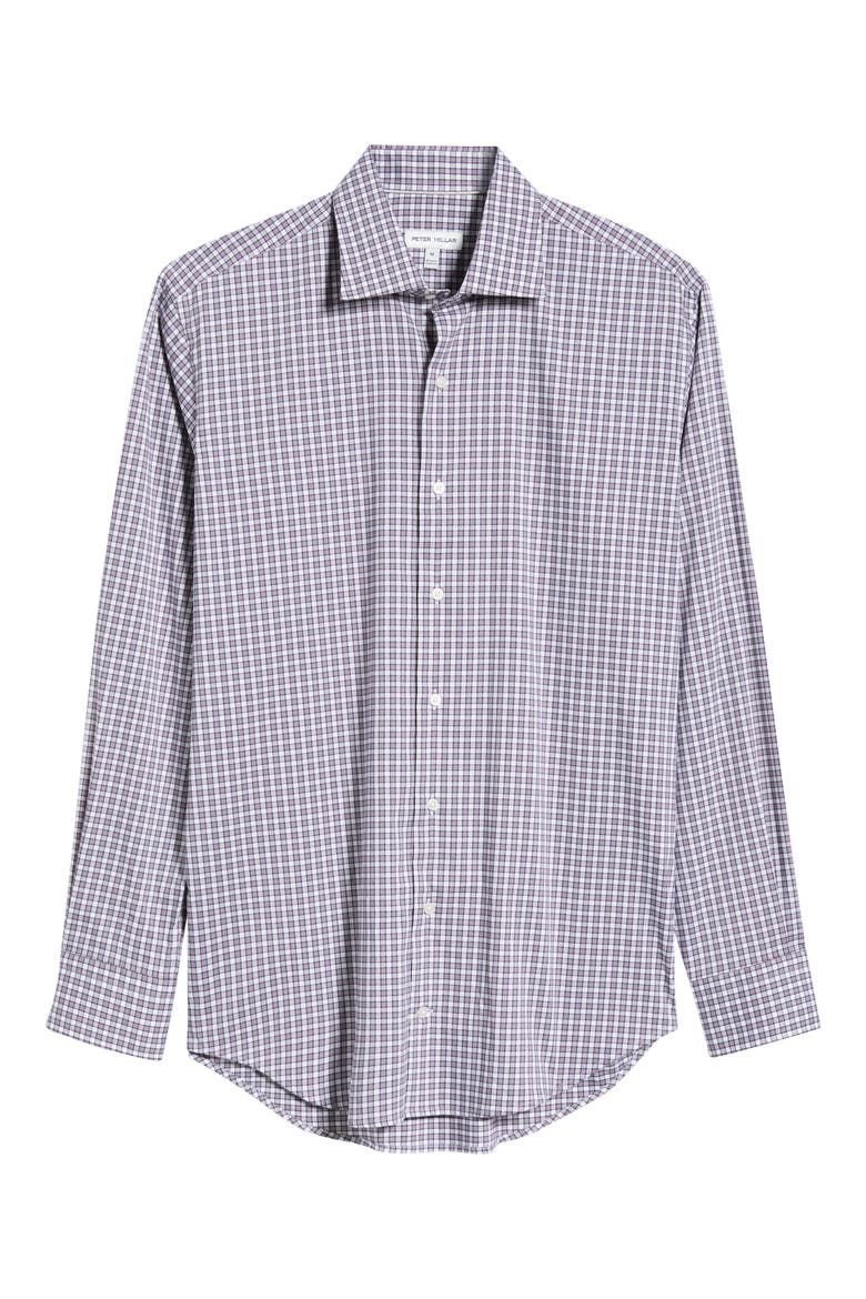 Atlas Crown Check Stretch Sport Shirt, Alternate, color, GRAPESEED