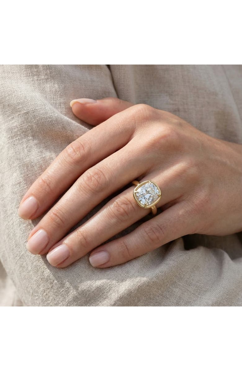 Bliss Diamond Certified 4Ct Cushion Diamond Bezel Prong Solitaire Engagement Ring Lab Grown, Alternate, color, 14K Yellow Gold