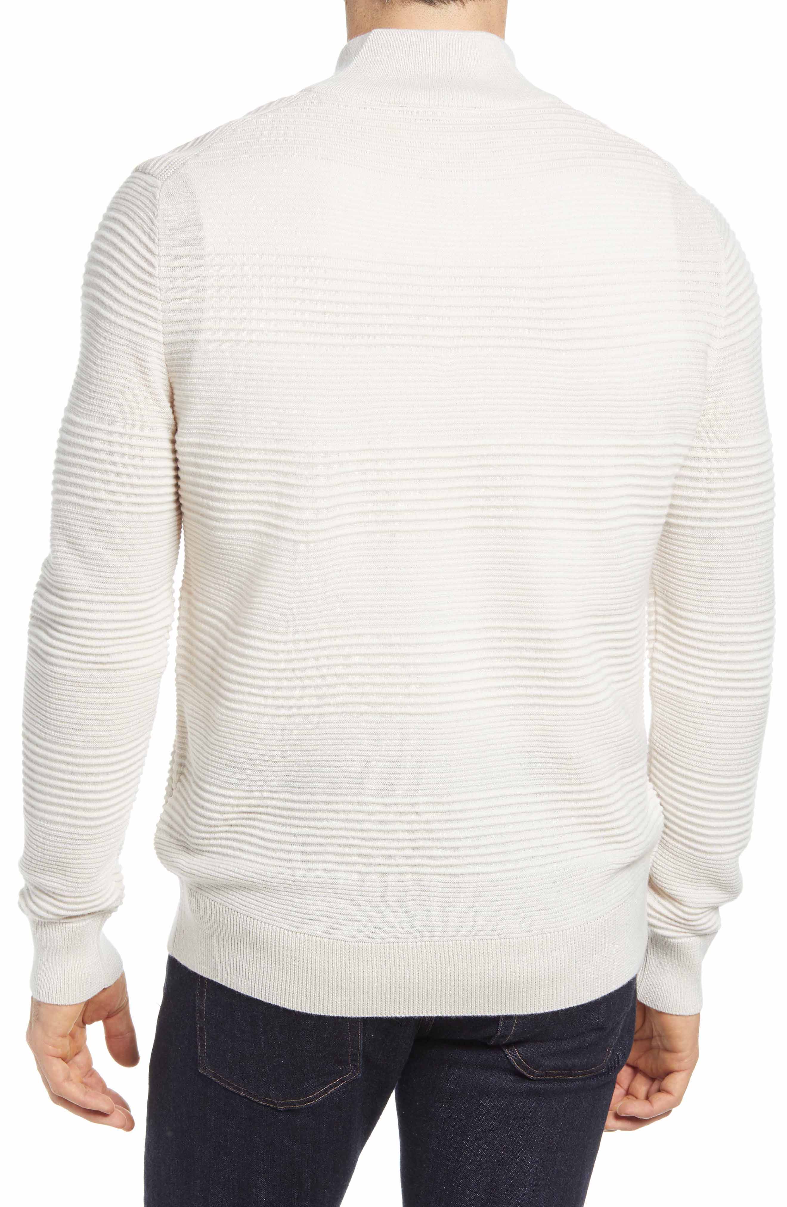 Stripe Merino Wool Blend Quarter Zip Pullover - image 2