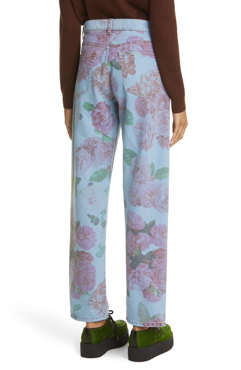 Molly Goddard Floral Print Straight Leg Jeans, Alternate, color,