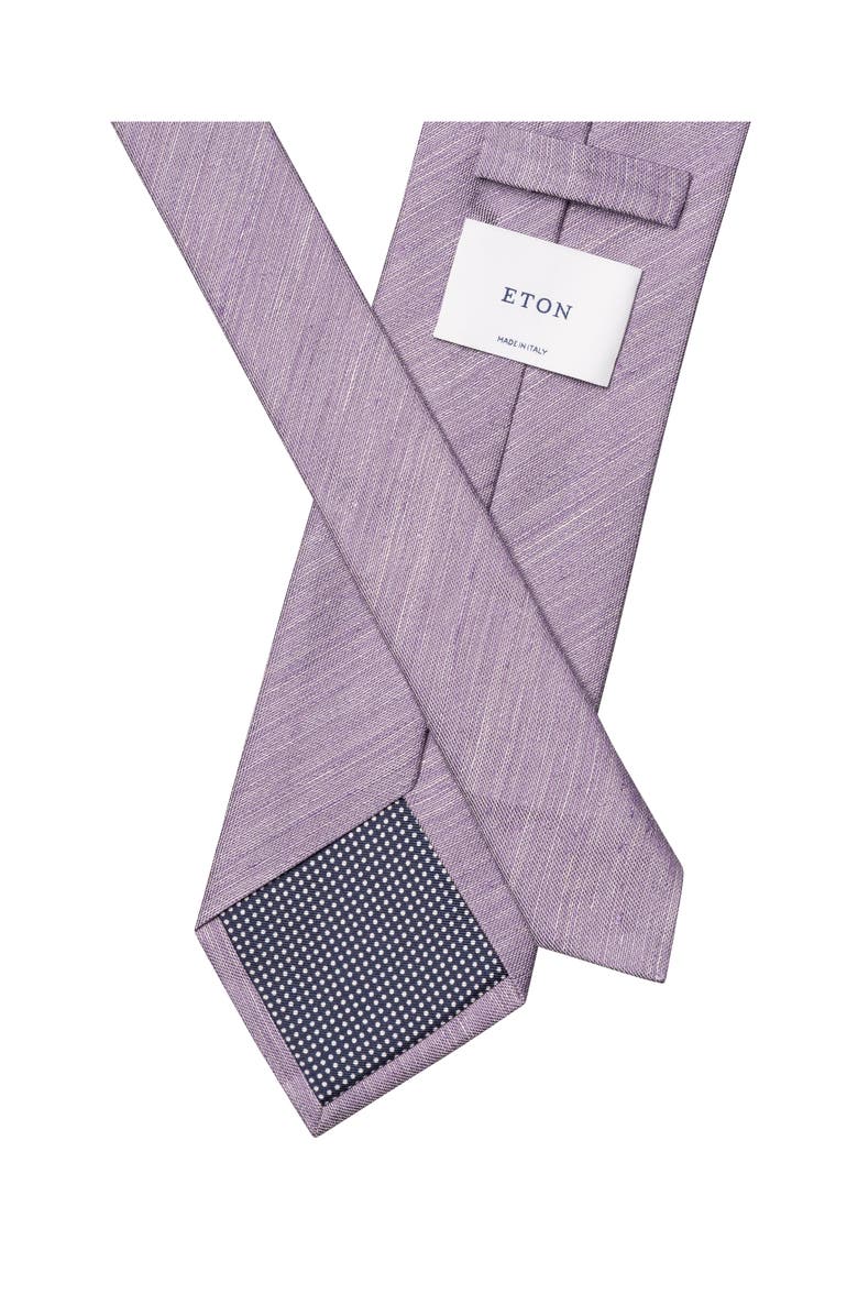 Eton Mid Purple Solid Linen & Silk Tie, Alternate, color, 