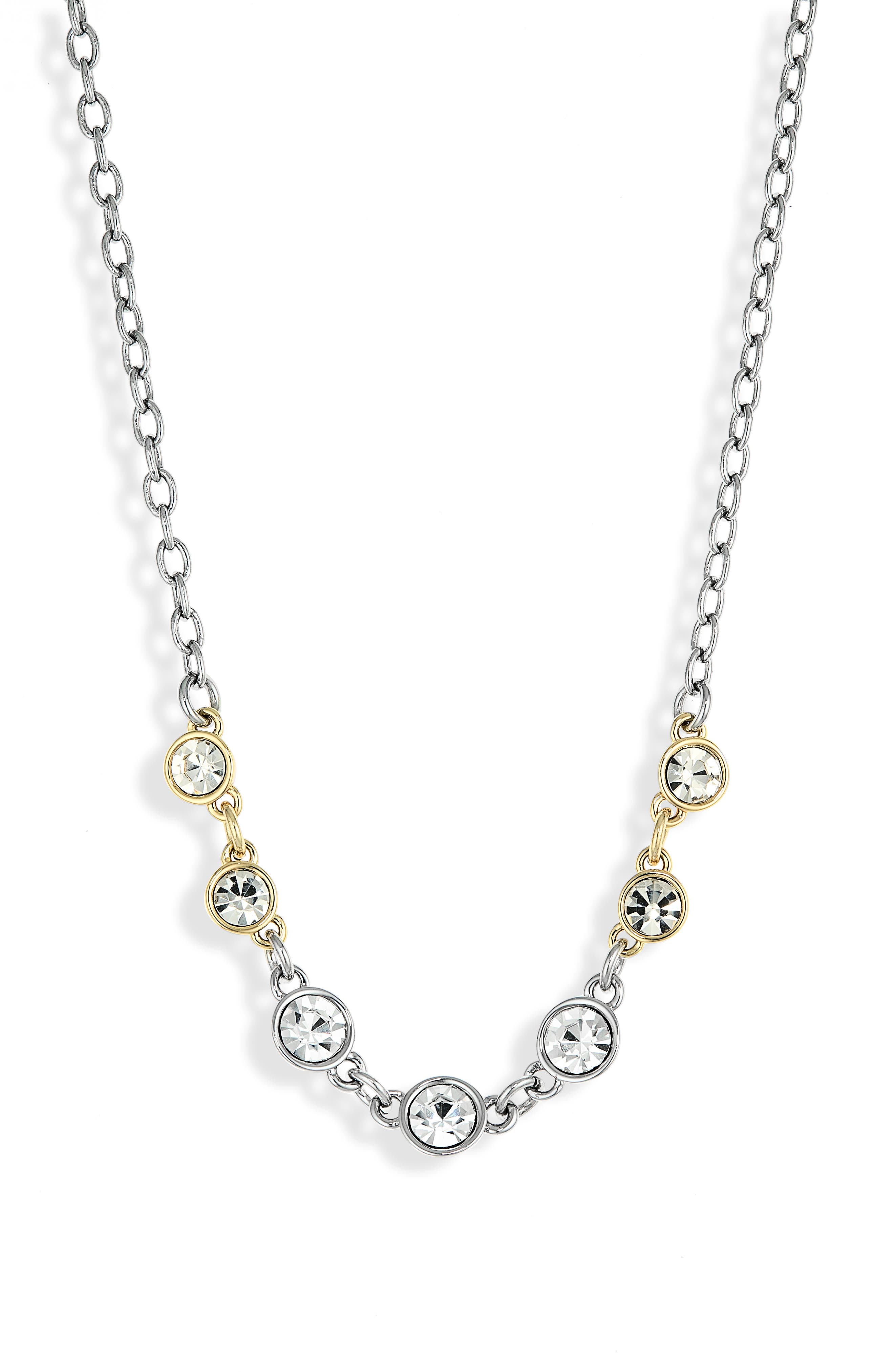AllSaints Two-Tone Crystal Frontal Necklace