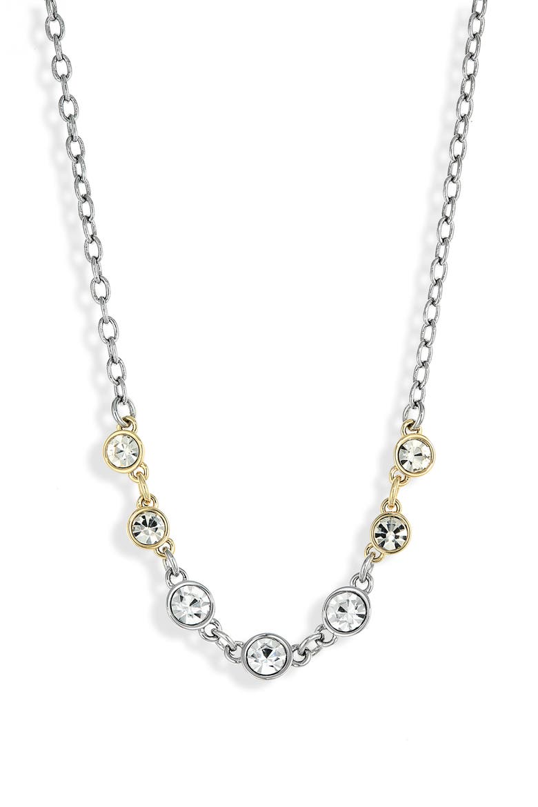 Two-Tone Crystal Frontal Necklace, Main, color, TWO TONE