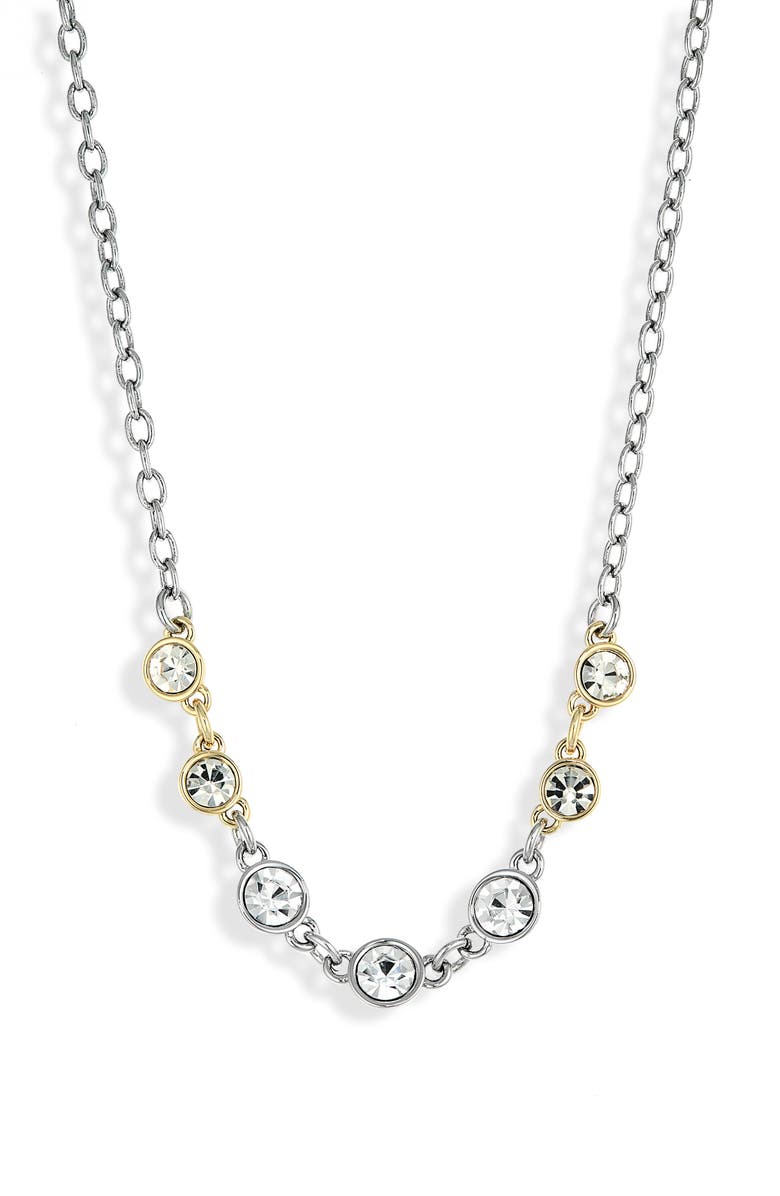 AllSaints Two-Tone Crystal Frontal Necklace, Main, color, Two Tone