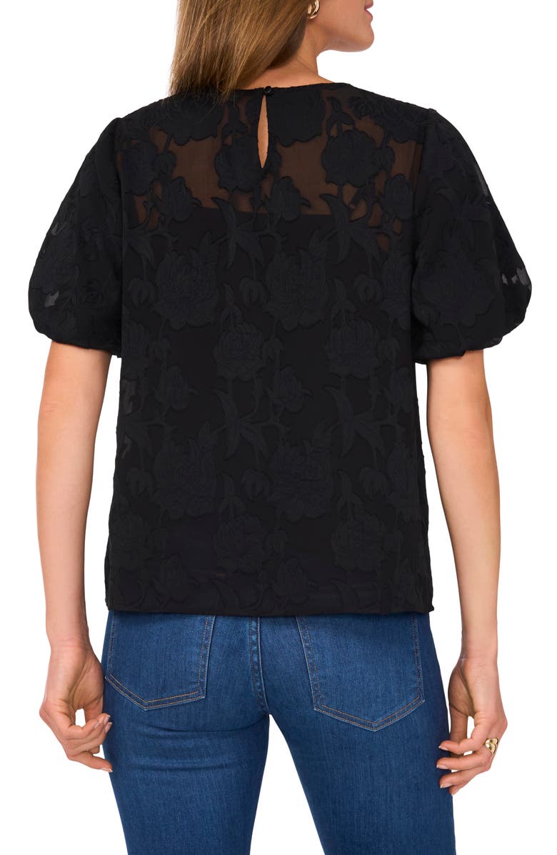Vince Camuto Puff Sleeve Jacquard Chiffon Top, Alternate, color,