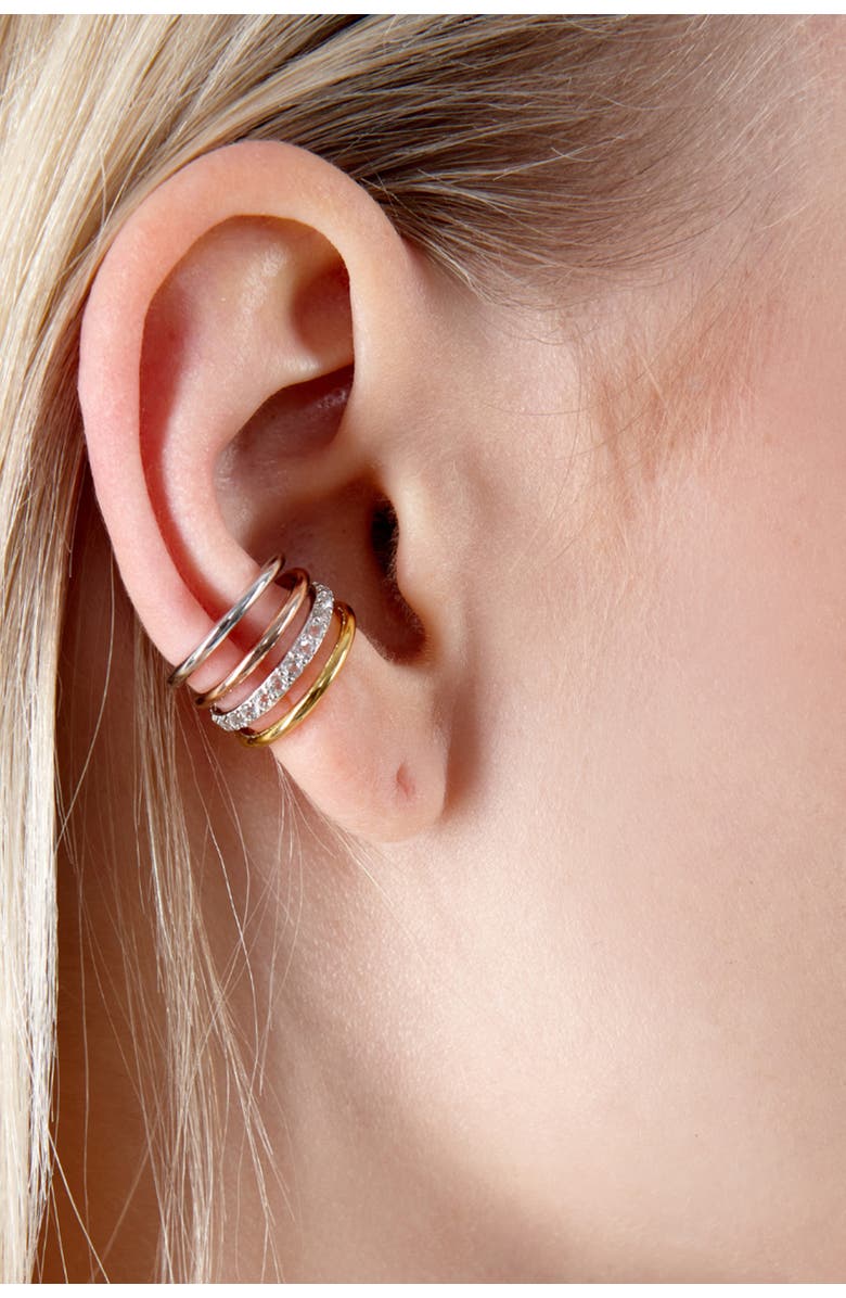 Lucy Quartermaine Waterfall Multitone Ear Cuff with White Topaz, Alternate, color, Sterling Silver