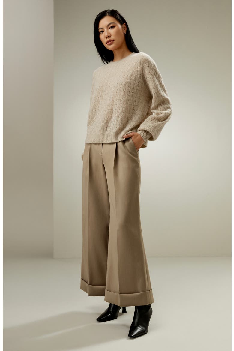 Women's Silk-Cashmere Blend Sweater, Alternate, color, Beige