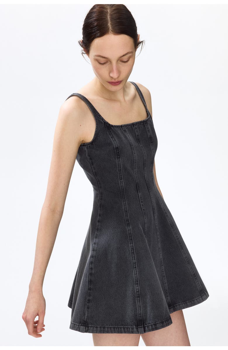 H&M Flared-skirt Denim Dress, Alternate, color, Denim Gray