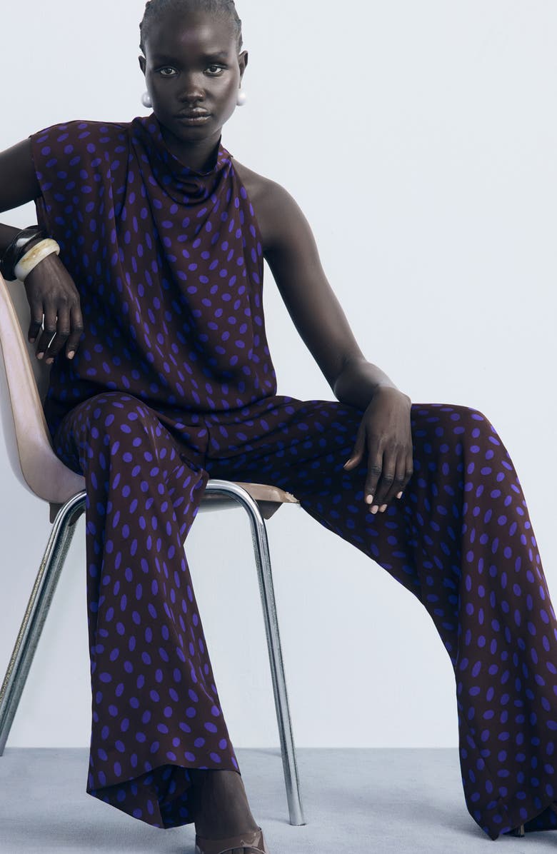 MANGO Drape Asymmetric Top, Alternate, color, Brown