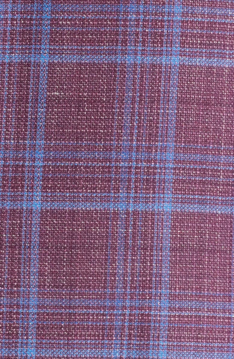 Peter Millar Hyperlight Soft Plaid Slub Wool & Silk Blend Sport Coat, Alternate, color, Dark Red
