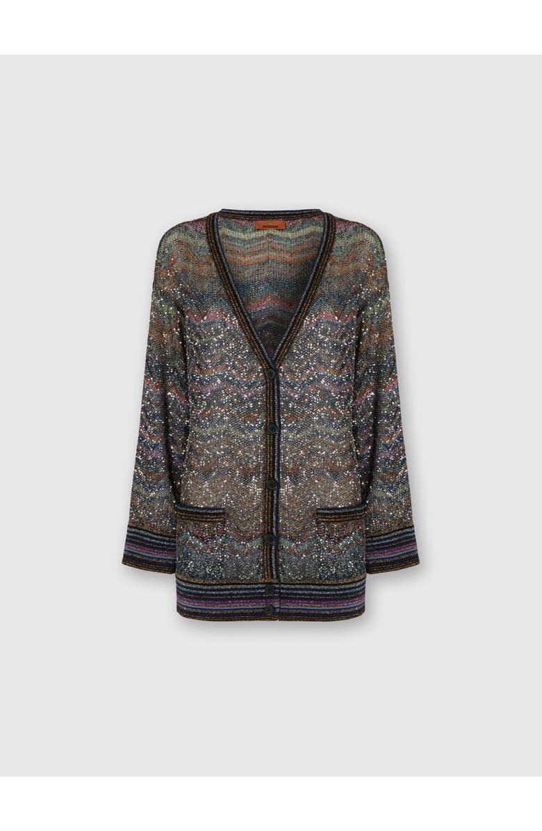 Missoni Oversized V-neck Cardigan With Zigzag Pattern, Main, color, Multicoloured
