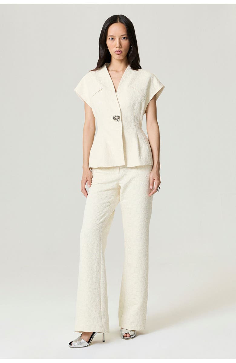 Nocturne Contrast Fabric Detailed Pants, Alternate, color, Ivory