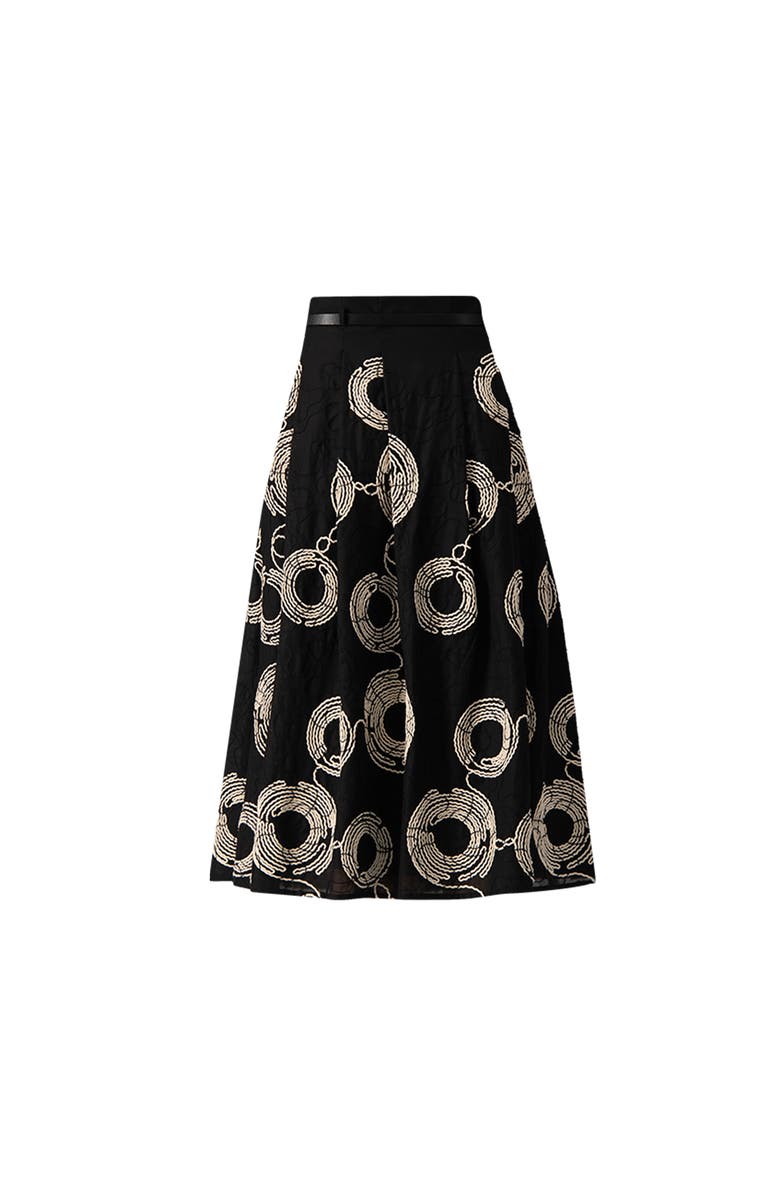 IVONNE Embroidered Midi Skirt with Belt, Alternate, color, Black