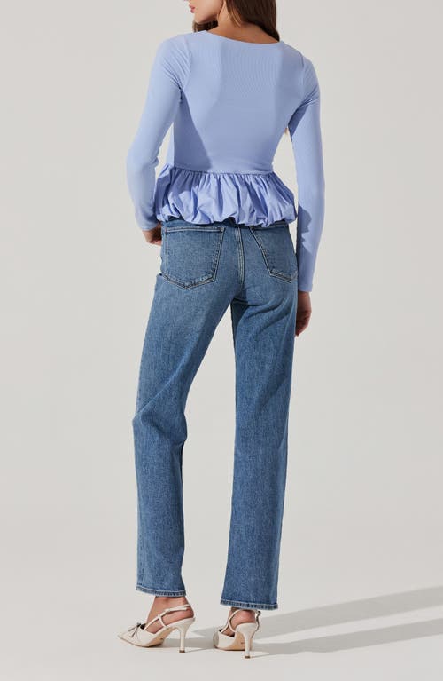 Astr The Label Bubble Peplum Top In Blue