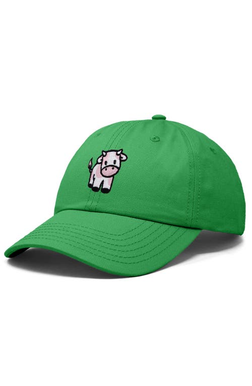Dalix Strawberry Cow Embroidered Cap In Kelly Green