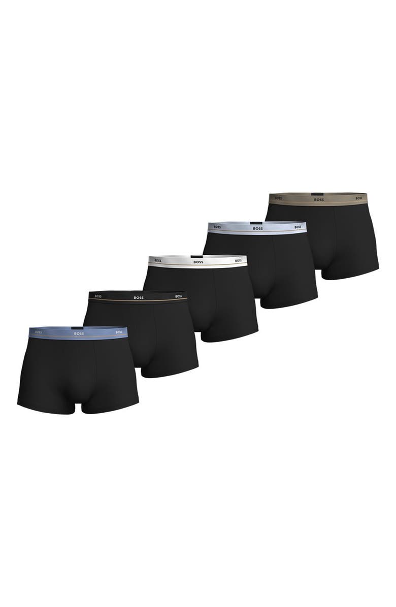 BOSS Assorted 5-Pack Essential Stretch Cotton Trunks, Main, color, Black Multi