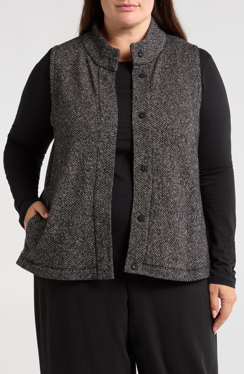 Eileen Fisher Stand Collar Organic Cotton French Terry Vest, Main, color, 