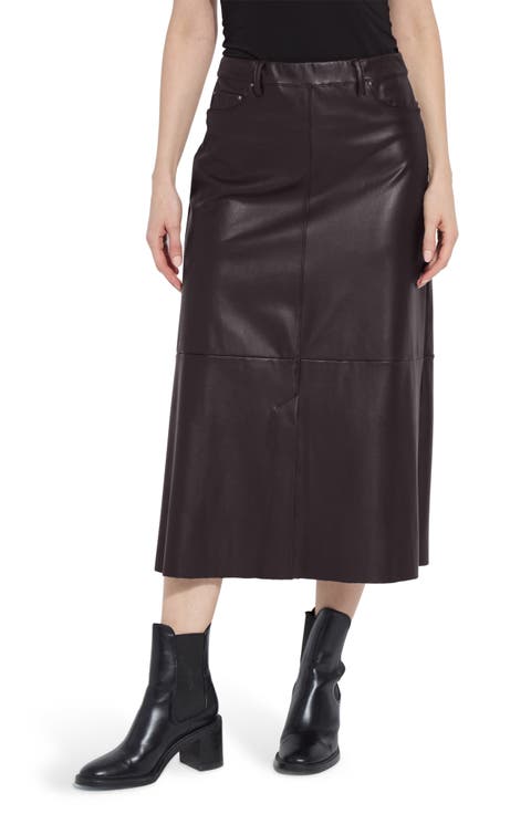 Warren A-Line Faux Leather Midi Skirt