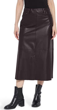 Lysse Warren A-Line Faux Leather Midi Skirt