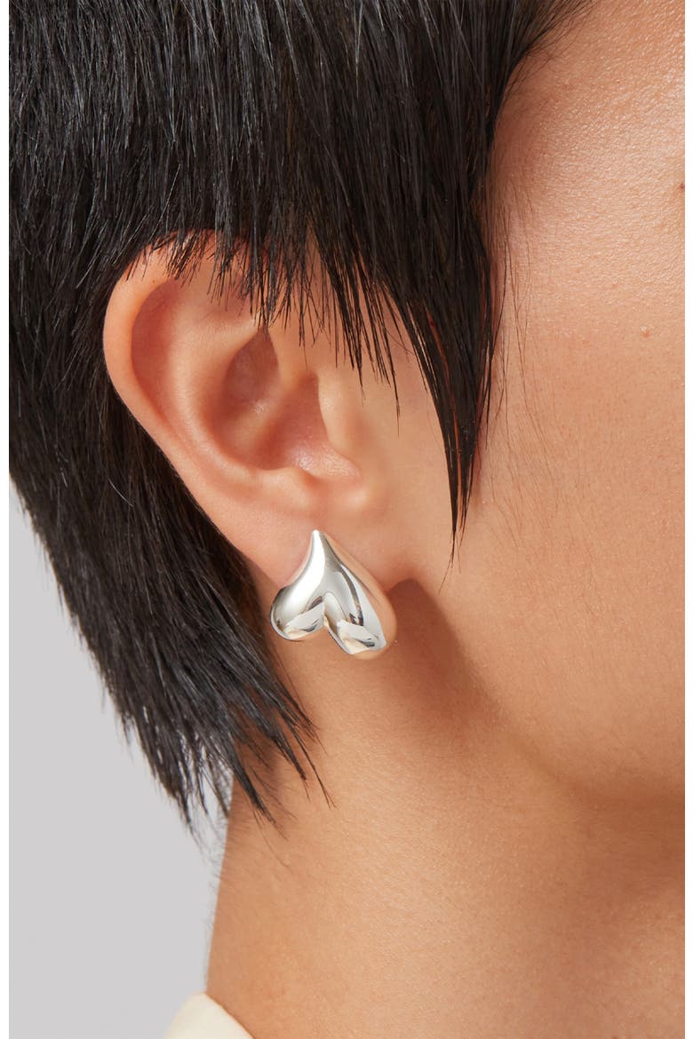 Art Heart Button Stud Earrings, Alternate, color, HIGH POLISH SILVER