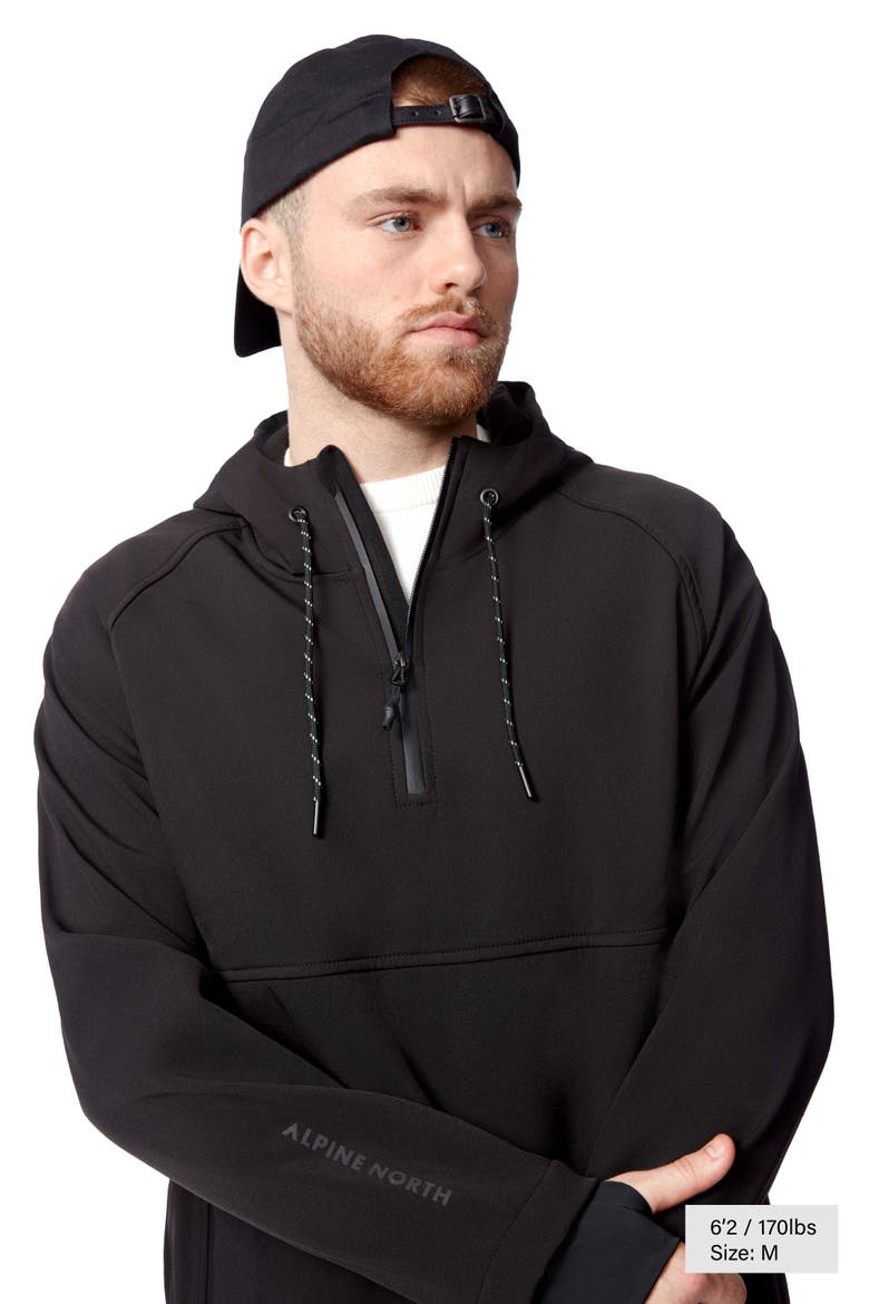 Vargas - Men's Water-repellant Hooded Pullover Softshell, Alternate, color, BLACK