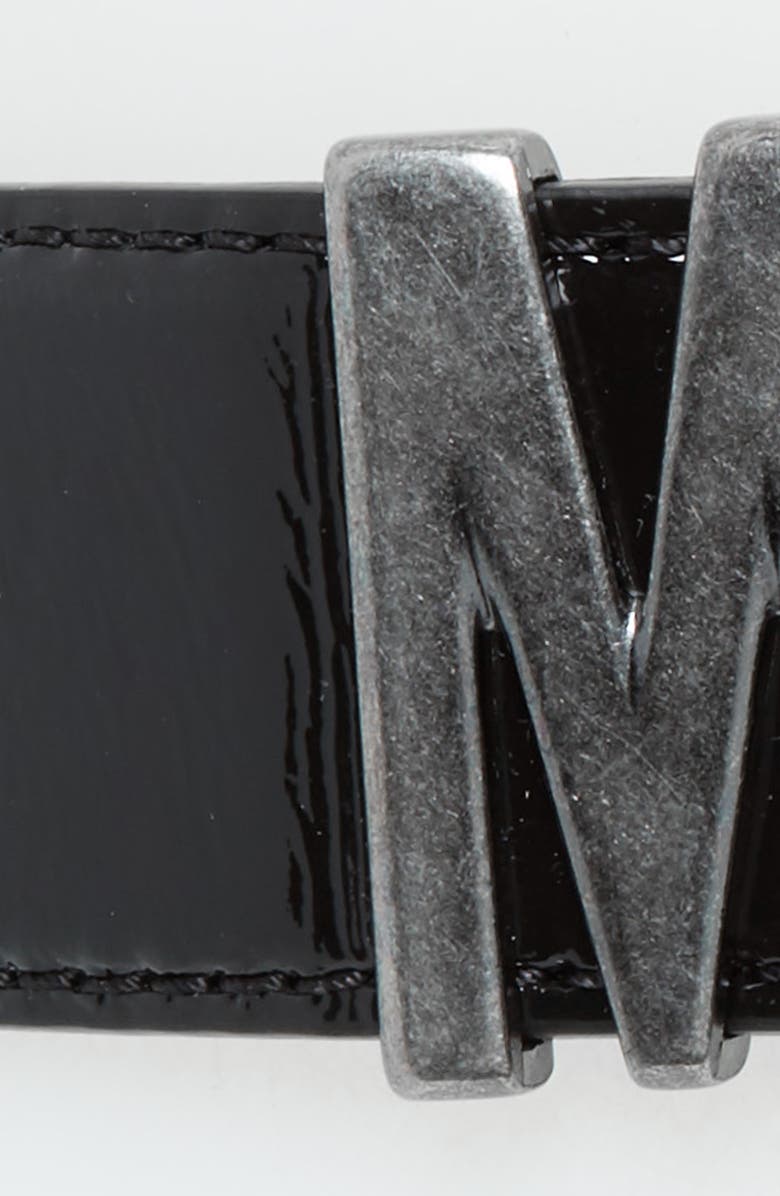 Moschino Logo Plate Leather Belt, Alternate, color,