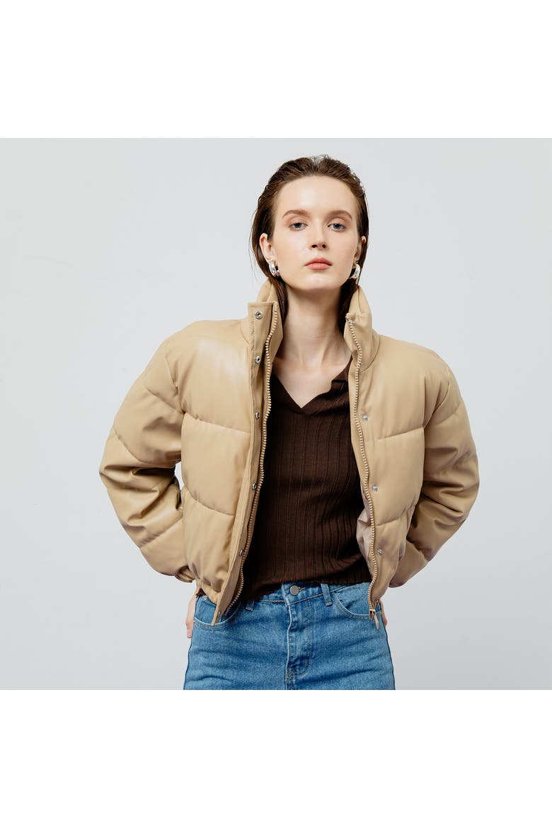 Lyra Quilted Leather Jacket, Main, color, Creme
